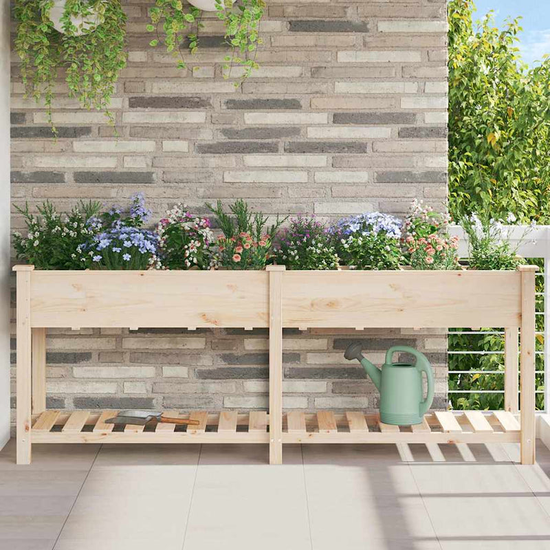 Afbeelding laden in galerijviewer, Vidaxl tuin bloempot beige 203,5 x 53 x 76,5 cm massief vurenhout
