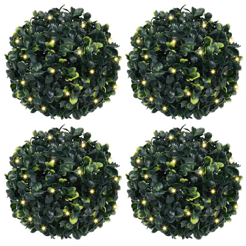 Afbeelding laden in galerijviewer, Vidaxl kunstbuxusballen met led-verlichting 4 st 12 cm groen
