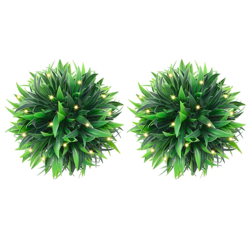 Chargez l'image dans la visionneuse de la galerie, Vidaxl kunstbuxusballen met led-verlichting 2 st 20 cm groen
