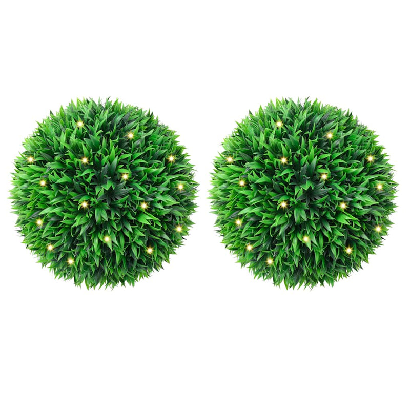Afbeelding laden in galerijviewer, Vidaxl kunstbuxusballen met led-verlichting 2 st 47 cm groen

