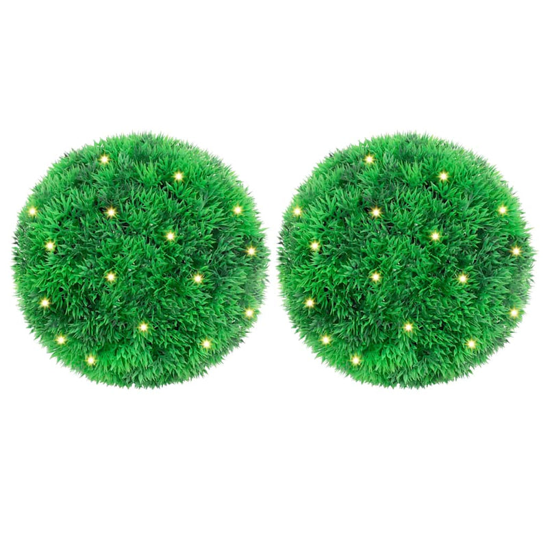 Chargez l'image dans la visionneuse de la galerie, Vidaxl kunstbuxusballen met led-verlichting 2 st 22 cm groen
