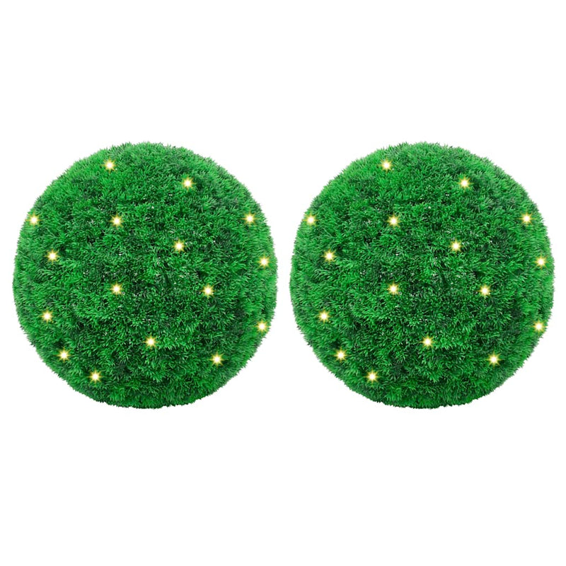 Chargez l'image dans la visionneuse de la galerie, Vidaxl kunstbuxusballen met led-verlichting 2 st 52 cm groen
