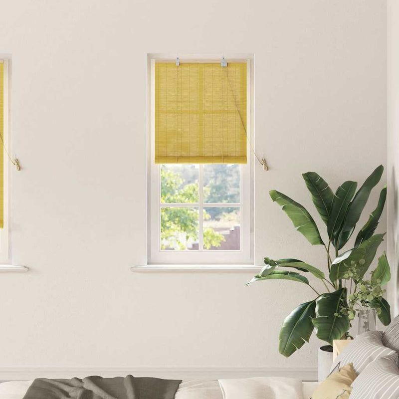 ギャラリービューアに画像をロードする, Vidaxl rolgordijn met gordijnen geel 60 x 220 cm bamboe
