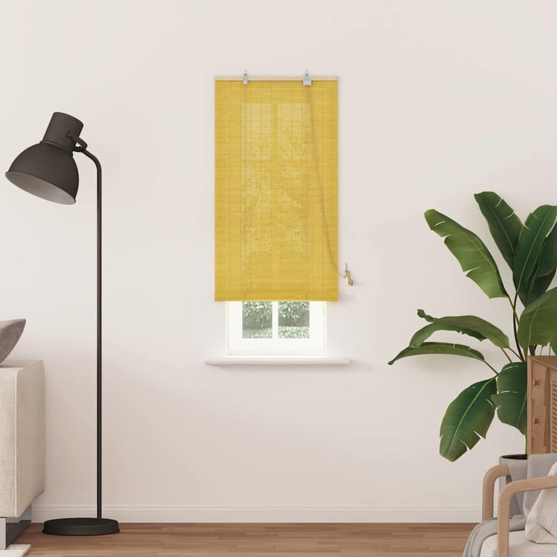 ギャラリービューアに画像をロードする, Vidaxl rolgordijn met gordijnen geel 60 x 220 cm bamboe
