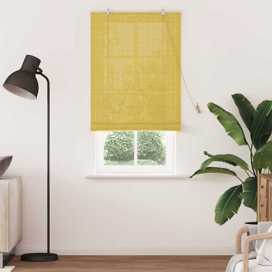 Vidaxl rolgordijn met gordijnen geel 90 x 220 cm bamboe