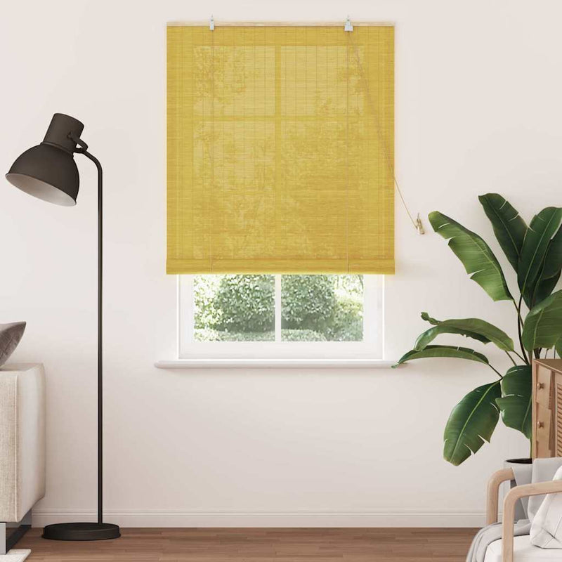 ギャラリービューアに画像をロードする, Vidaxl rolgordijn met gordijnen geel 100 x 220 cm bamboe
