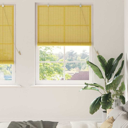 Vidaxl rolgordijn met gordijnen geel 120 x 220 cm bamboe