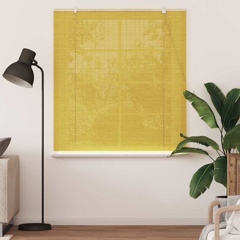 ギャラリービューアに画像をロードする, Vidaxl rolgordijn met gordijnen geel 150 x 160 cm bamboe
