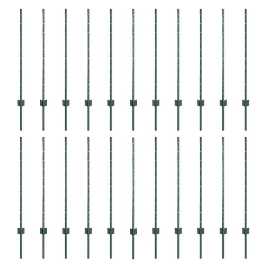 Vidaxl afrasteringspaal 22 pcs groen 140 cm staal