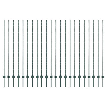 Vidaxl afrasteringspaal 22 pcs groen 200 cm staal