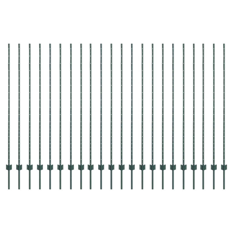 Afbeelding laden in galerijviewer, Vidaxl afrasteringspaal 22 pcs groen 200 cm staal

