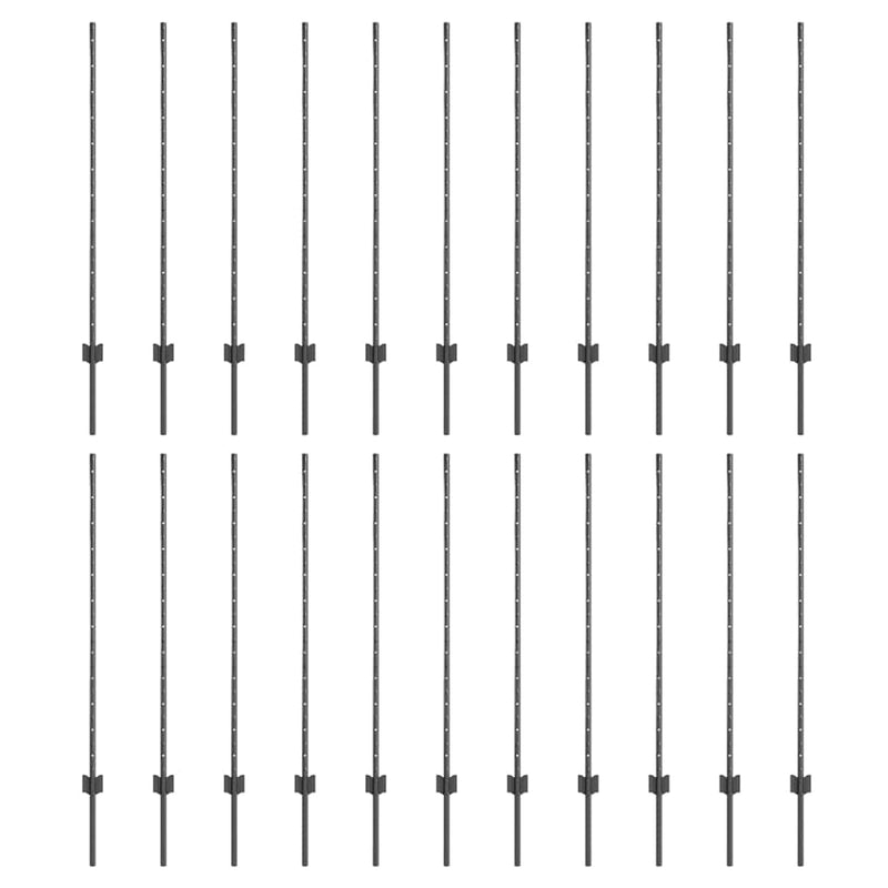 Chargez l'image dans la visionneuse de la galerie, Vidaxl afrasteringspaal 22 pcs grijs 160 cm staal
