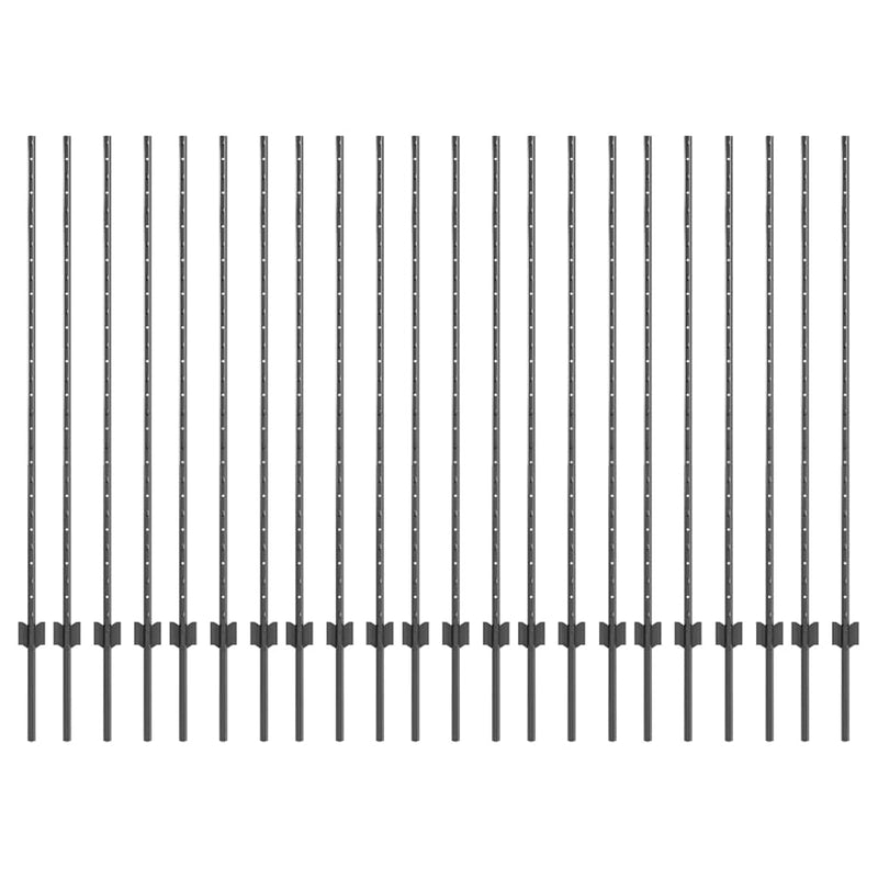 Chargez l'image dans la visionneuse de la galerie, Vidaxl afrasteringspaal 22 pcs grijs 180 cm staal
