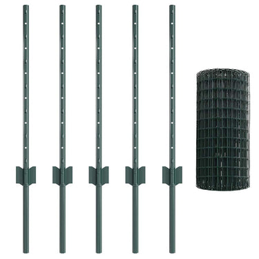 Vidaxl hek met paal groen 0,6 x 10 m staal en pvc