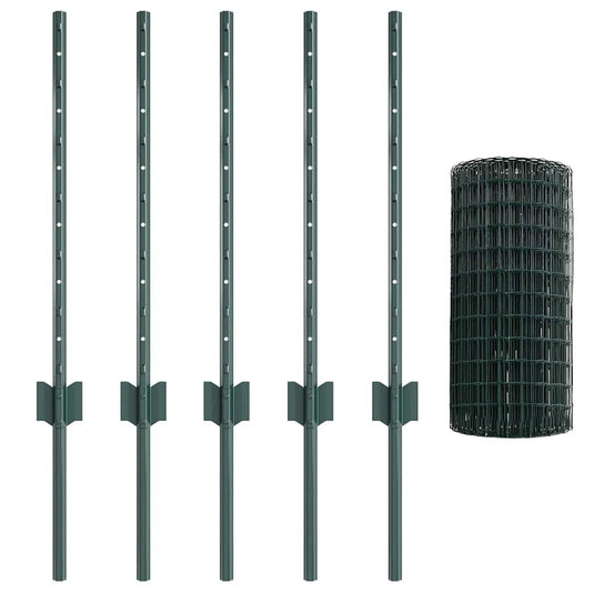 Vidaxl hek met paal groen 0,6 x 10 m staal en pvc