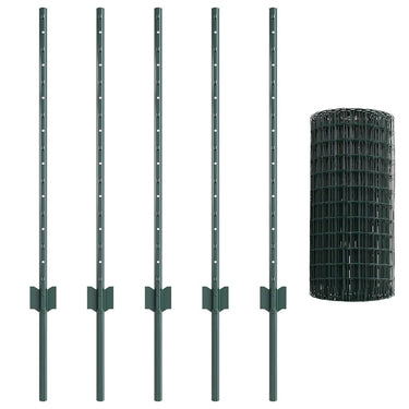 Vidaxl hek met paal groen 0,8 x 10 m staal en pvc
