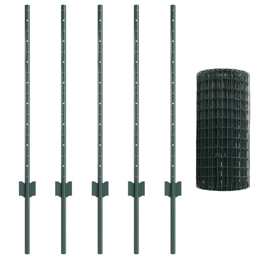 Vidaxl hek met paal groen 0,8 x 10 m staal en pvc
