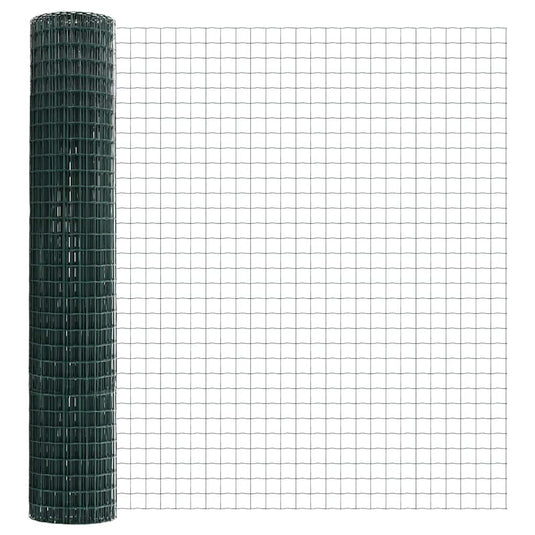 Vidaxl hek met paal groen 1,5 x 10 m staal en pvc