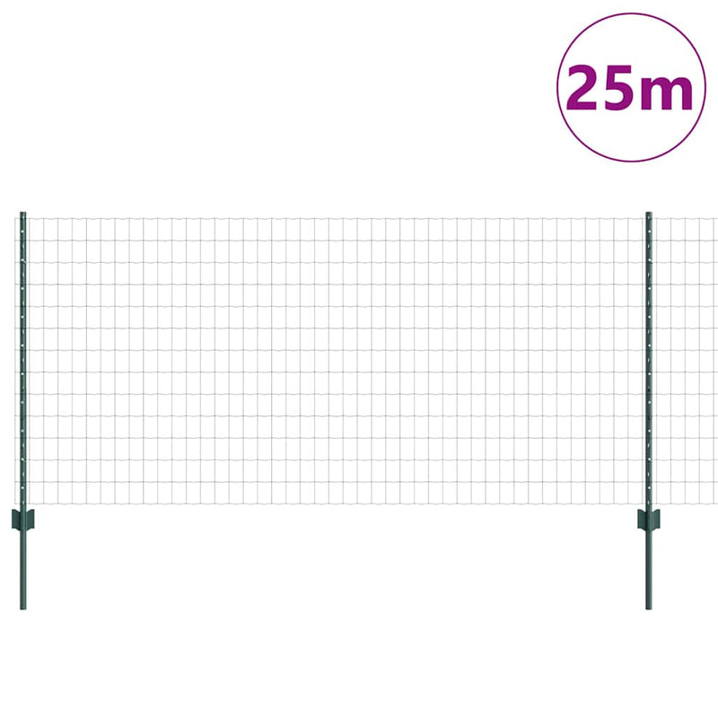 ギャラリービューアに画像をロードする, Vidaxl hek met paal groen 1 x 25 m staal en pvc
