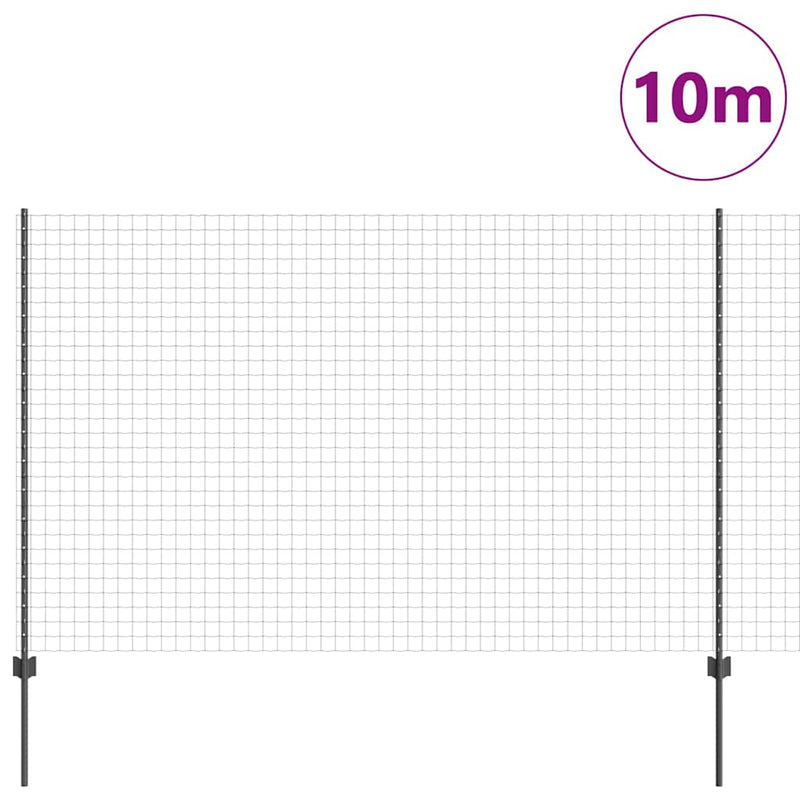 ギャラリービューアに画像をロードする, Vidaxl hek met paal grijs 1,5 x 10 m staal en pvc
