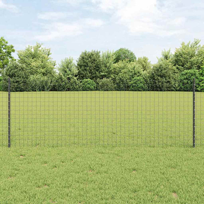 Afbeelding laden in galerijviewer, Vidaxl hek met paal grijs 0,8 x 25 m staal en pvc
