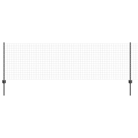 Vidaxl hek met paal grijs 0,8 x 25 m staal en pvc