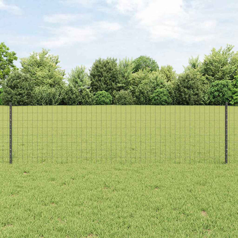 Afbeelding laden in galerijviewer, Vidaxl hek met paal grijs 0,6 x 25 m staal en pvc
