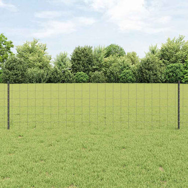 Vidaxl hek met paal grijs 0,6 x 25 m staal en pvc