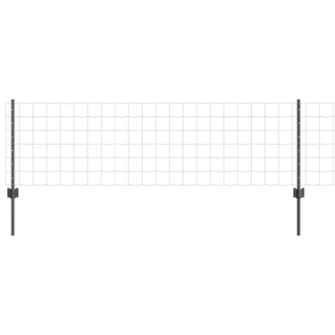Vidaxl hek met paal grijs 0,6 x 25 m staal en pvc