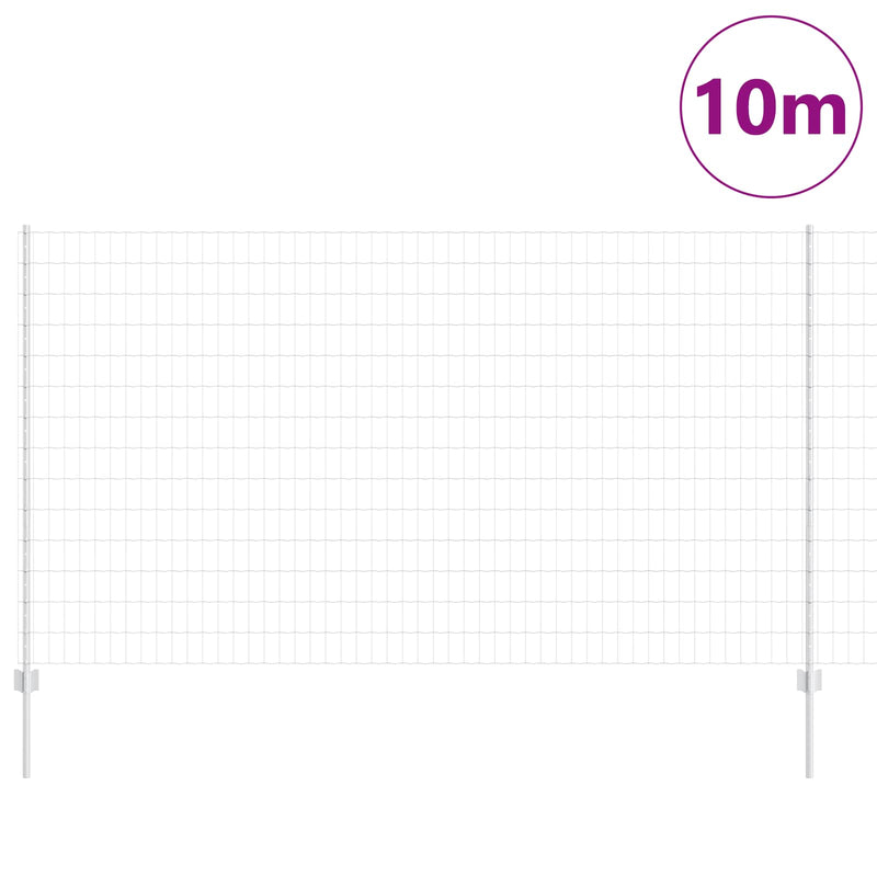 Afbeelding laden in galerijviewer, Vidaxl hek met paal zilver 1,4 x 10 m staal
