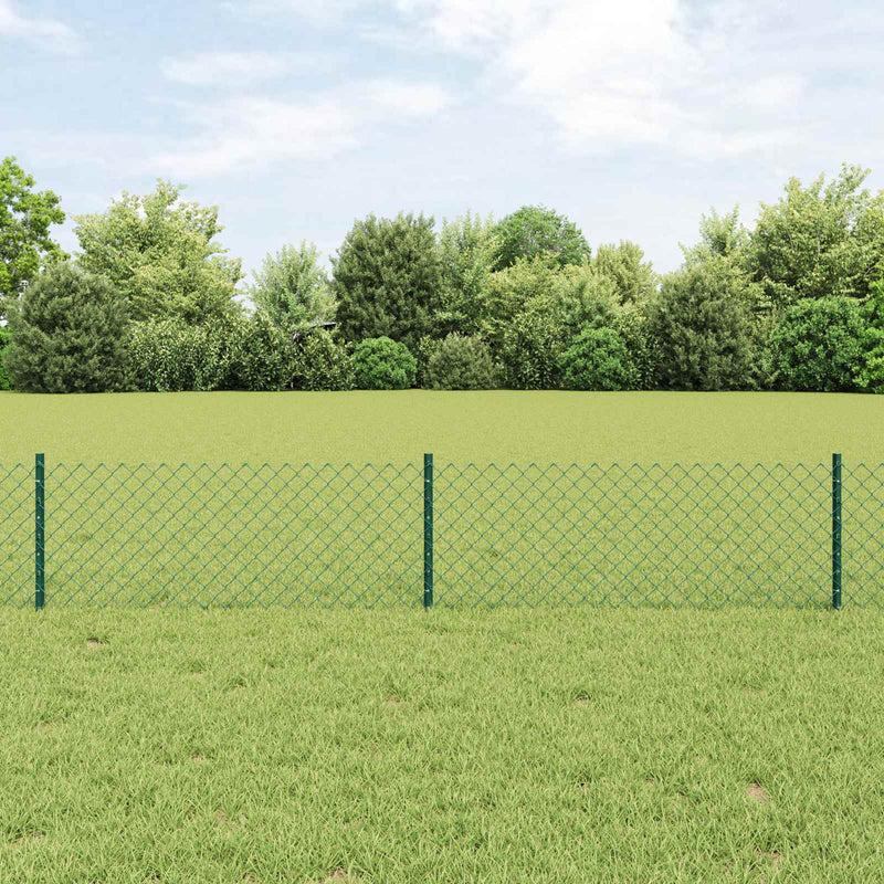 ギャラリービューアに画像をロードする, Vidaxl hek met paal groen 0,4 x 10 m staal en pvc
