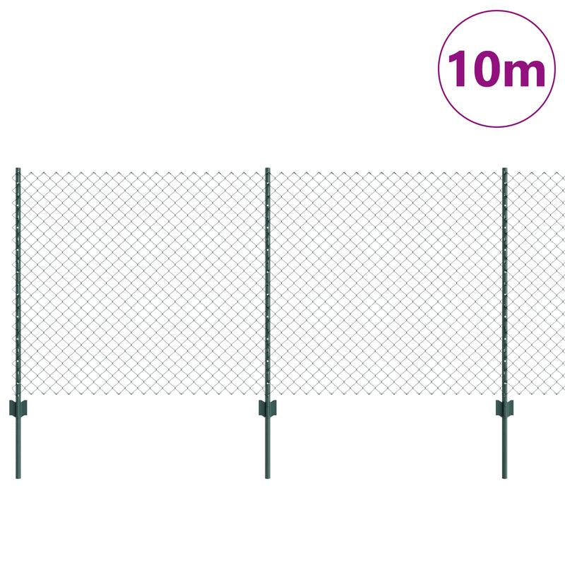 ギャラリービューアに画像をロードする, Vidaxl hek met paal groen 1 x 10 m staal en pvc
