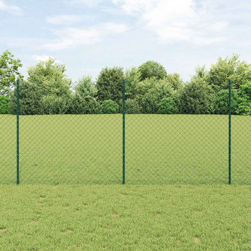 ギャラリービューアに画像をロードする, Vidaxl hek met paal groen 1,2 x 10 m staal en pvc

