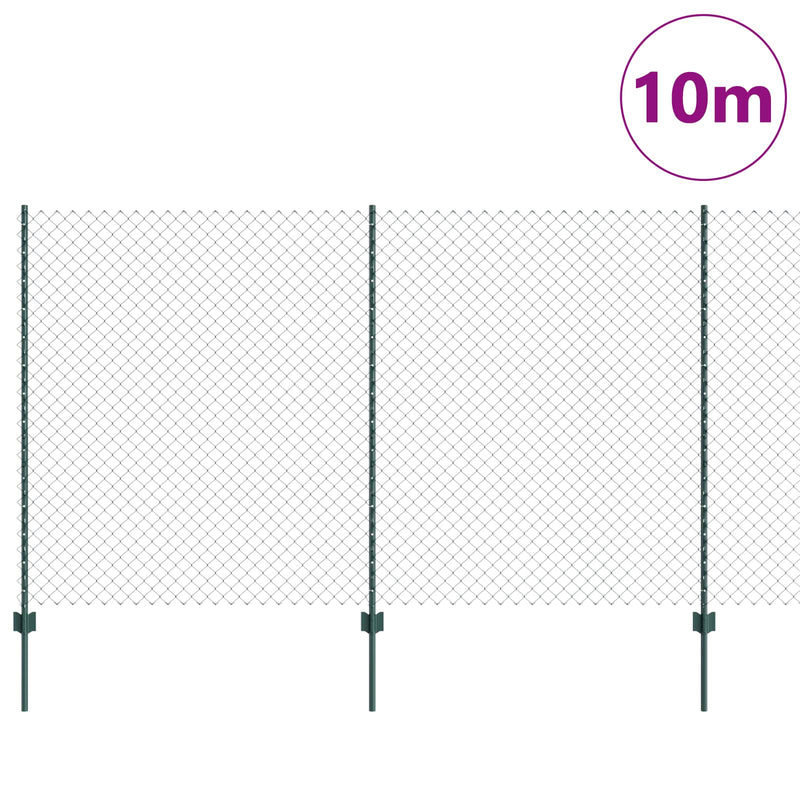 ギャラリービューアに画像をロードする, Vidaxl hek met paal groen 1,4 x 10 m staal en pvc
