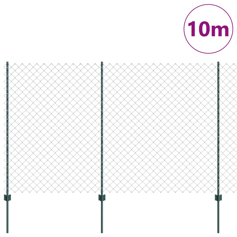 ギャラリービューアに画像をロードする, Vidaxl hek met paal groen 1,6 x 10 m staal en pvc
