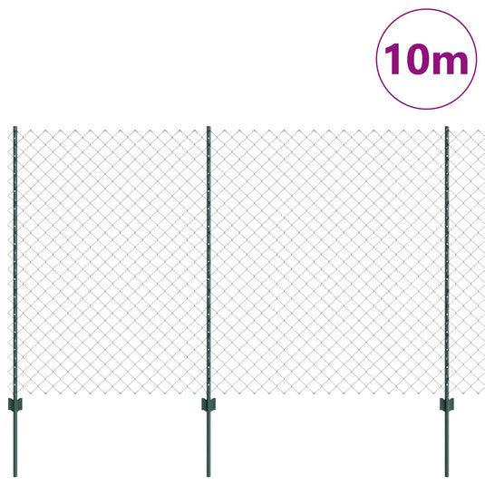 Vidaxl hek met paal groen 1,6 x 10 m staal en pvc