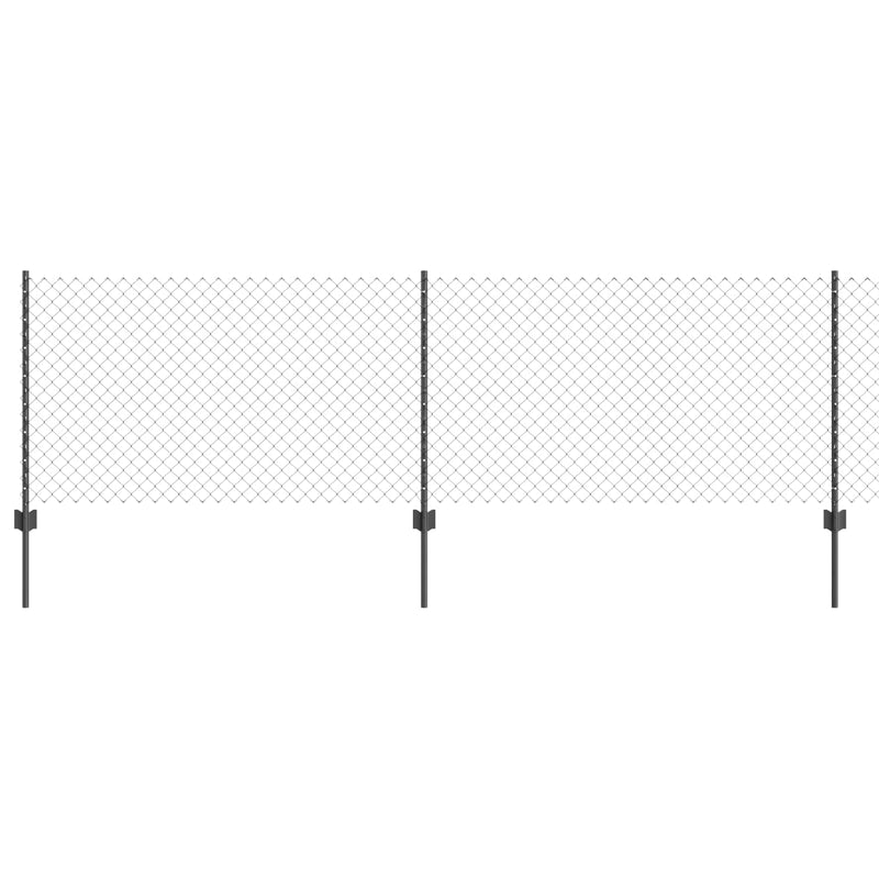 ギャラリービューアに画像をロードする, Vidaxl hek met paal grijs 0,8 x 10 m staal en pvc
