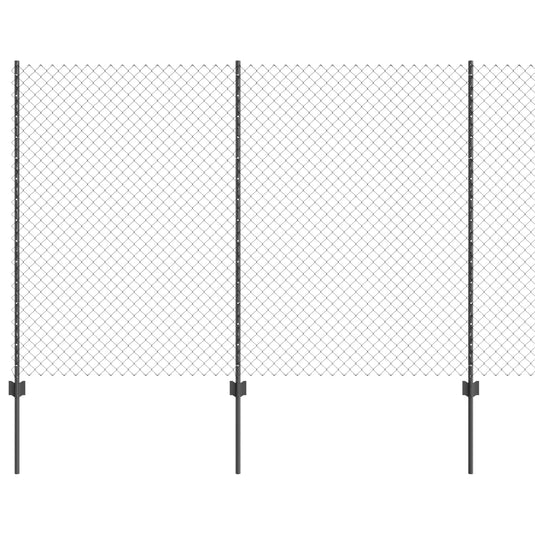 Vidaxl hek met paal grijs 1,5 x 10 m staal en pvc
