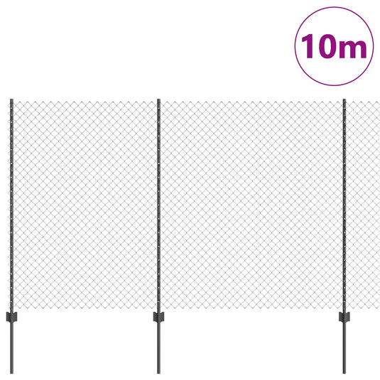 Vidaxl hek met paal grijs 1,5 x 10 m staal en pvc
