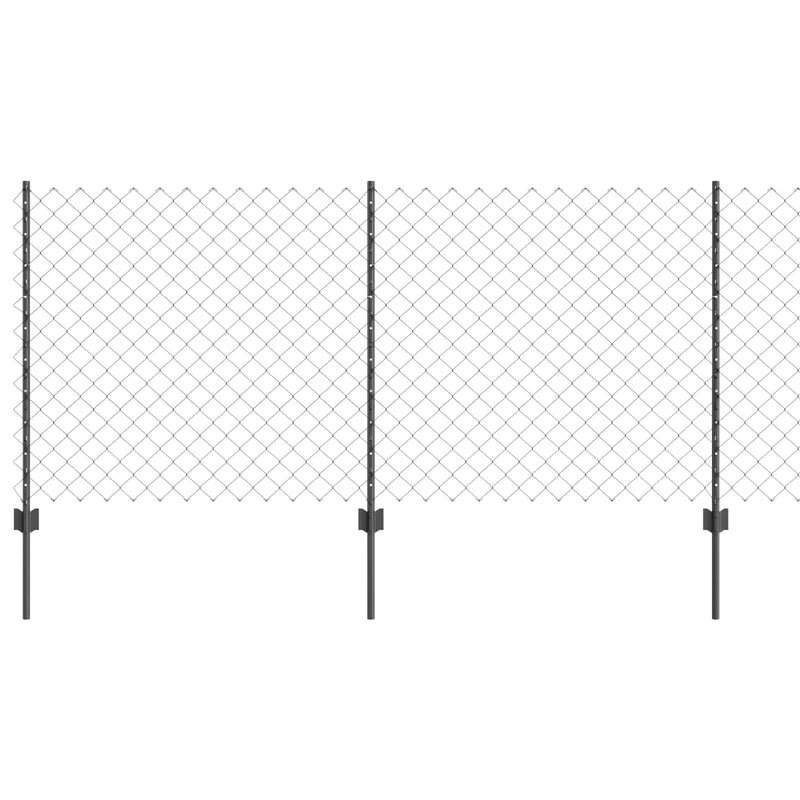 ギャラリービューアに画像をロードする, Vidaxl hek met paal grijs 1 x 10 m staal en pvc
