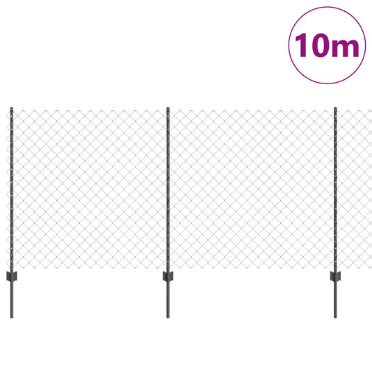 Vidaxl hek met paal grijs 1,2 x 10 m staal en pvc