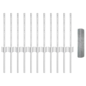 Vidaxl hek met paal zilver 0,4 x 25 m staal