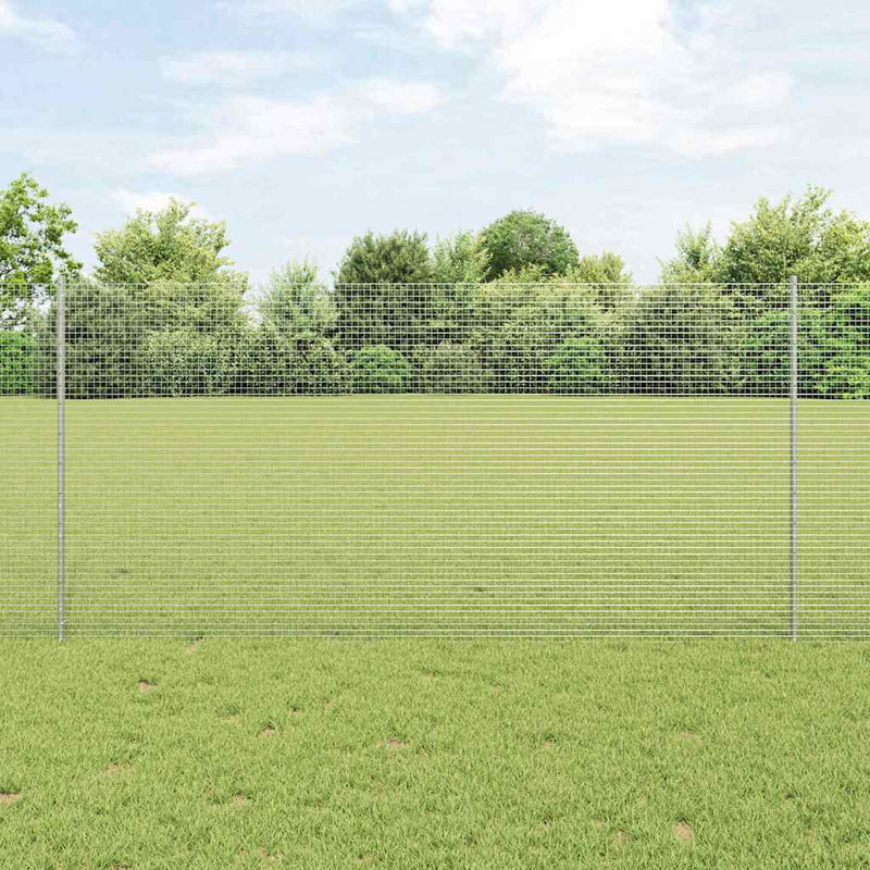 Afbeelding laden in galerijviewer, Vidaxl hek met paal zilver 1,2 x 25 m staal
