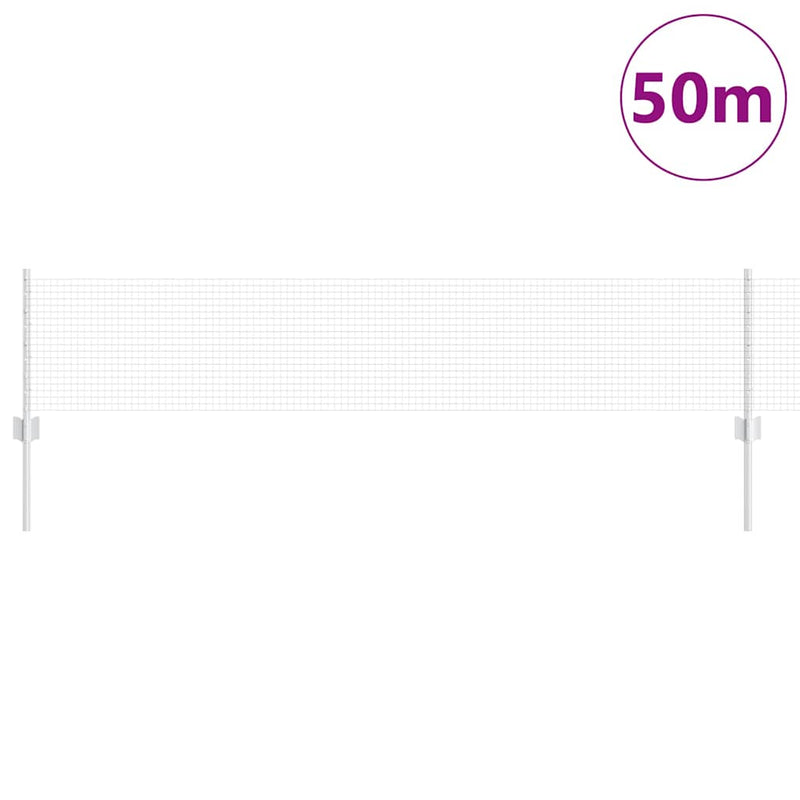 Afbeelding laden in galerijviewer, Vidaxl hek met paal zilver 0,4 x 50 m staal
