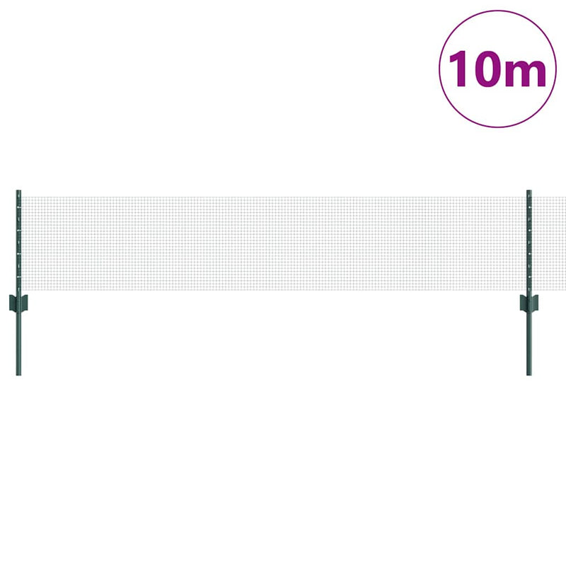 Afbeelding laden in galerijviewer, Vidaxl hek met paal groen 0,4 x 10 m staal en pvc
