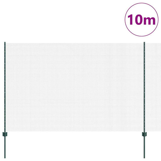 Vidaxl hek met paal groen 1,5 x 10 m staal en pvc