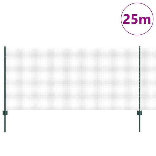 Vidaxl hek met paal groen 1 x 25 m staal