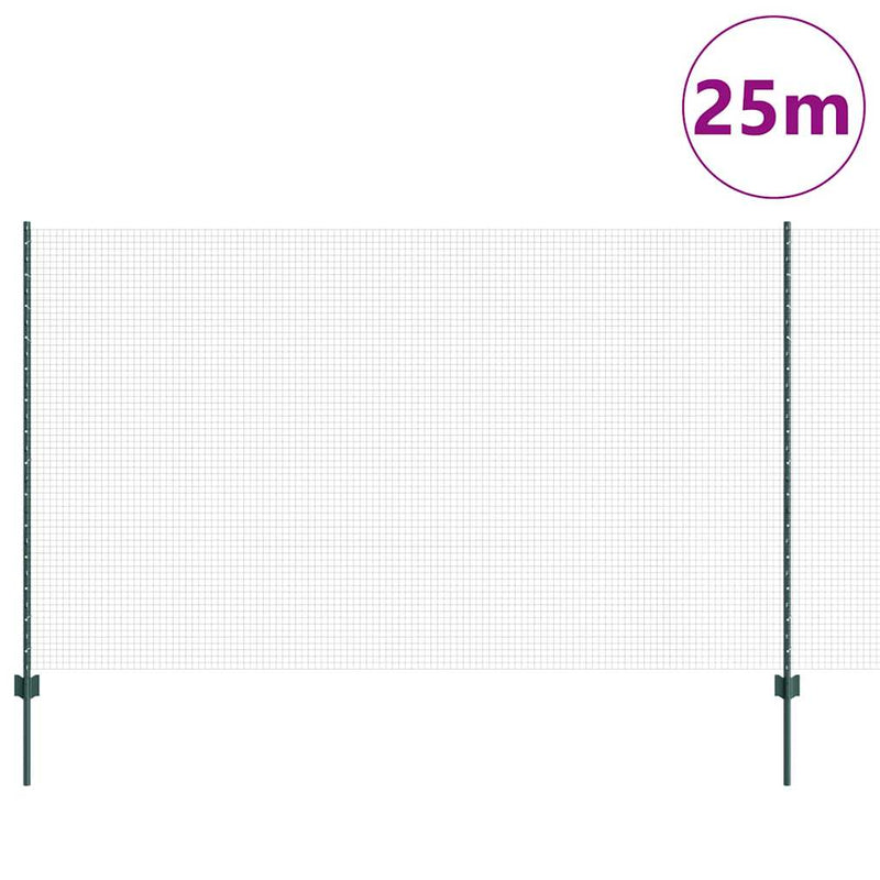 Afbeelding laden in galerijviewer, Vidaxl hek met paal groen 1,4 x 25 m staal en pvc
