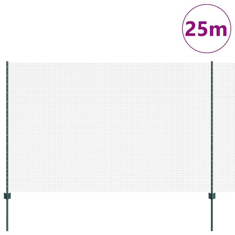 ギャラリービューアに画像をロードする, Vidaxl hek met paal groen 1,5 x 25 m staal
