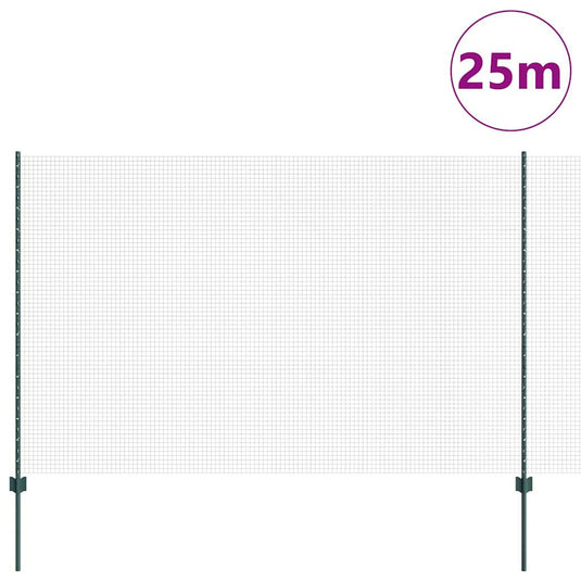 Vidaxl hek met paal groen 1,5 x 25 m staal